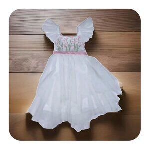 BISCOTTI Kate Mack Girls Easter DRESS SZ 12 Tulle Embroidered Ivory Spring